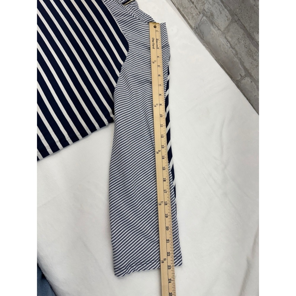 Vineyard Vines Tee Top Womens Large Blue White Nautical Striped Zipper Back - Picture 8 of 10